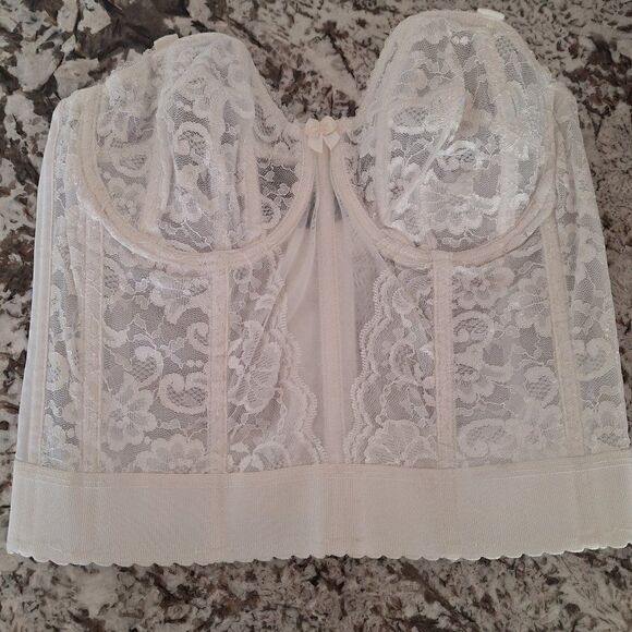 Vintage 1960s Goddess Lace Bustier Corset Top 36C - Picture 1 of 4